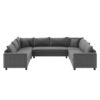 Modular Sectional Reversible U Shaped Couch Set, Free Combination Minimalist Style, Oversized 8 Seat Convertible Sofa - Gray - Image 18