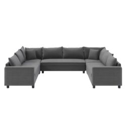 Modular Sectional Reversible U Shaped Couch Set, Free Combination Minimalist Style, Oversized 8 Seat Convertible Sofa - Gray