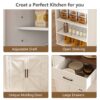 Rustic Movable Kitchen Island On Wheels With Storage & Power Outlet - White - Image 7