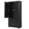 Tall Bathroom Storage Cabinet, Cabinet With 2 Doors And Drawers, Adjustable Shelf - Black - Image 12