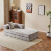 Floor Couch, Compression Sofa, Convertible Floor Sofa Bed & Pillow Back Support Armrest - Light Gray - Image 13