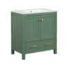 Bathroom Vanity With Single Sink, Combination Under Counter Sink, Bathroom Storage Cabinet With 2 Doors And A Drawer, Soft Closure, Multifunctional Storage - Green - Image 9