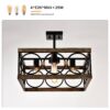 4 Light Square Kitchen Island Lights Ceiling Light Farmhouse Dining Room Light Fixture, Wood And Metal Rectangular Ceiling Light, Ceiling Lighting For Living Room, Conference Room, Home Office - Black - Image 6