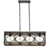 4 Light (Bulb No Included) Farmhouse Rectangle Pendant Light, Wood Texture Vintage Rustic Chandeliers Metal Industrial Hanging Light Fixtures For Kitchen, Entryway, Dining Room - Black / Natural - Image 12