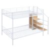 Full Over Full Bunk Bed With Lateral Storage Ladder And Wardrobe - White - Image 2
