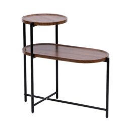 Small Coffee Tables 2 Tier Modern Sofa Side Table With Wood Storage Shelf Living Room End Tables Nightstands - Walnut Brown