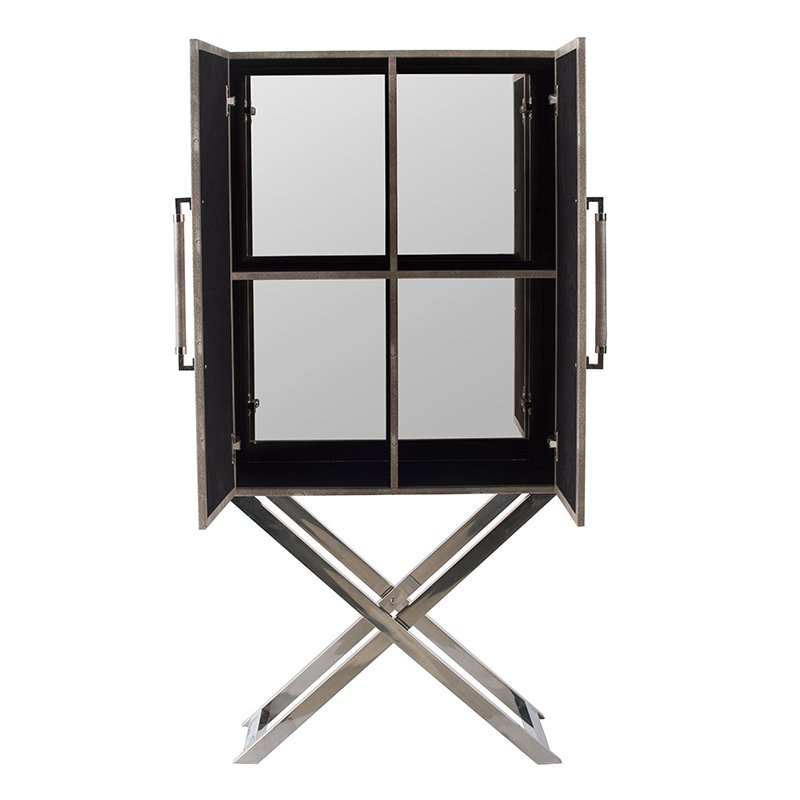 Cabinet - Silver - Faux Leather - Image 4