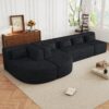 Upholstered Sofa Free Combined Sofa Couch With 2 Chaise Lounge And 5 Back Pillows For Living Room - Black - Image 2