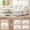 Modern U-Shape Modular Sofa, 6 Seat Chenille Sectional Couch Set With 2 Pillows Included, Freely Combinable Indoor Funiture - White - Image 19