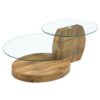 Modern Natural Wood Grain Double Layer Coffee Table Versatile Design - Natural Wood / Transparent - Image 9