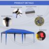 Outsunny - 10' x 19.2' Pop Up Canopy Tent, Heavy Duty Tent For Parties, Outdoor Instant Gazebo Sun Shade Shelter With Carry Bag For Catering, Events, Wedding, Backyard Bbq - Blue - Image 6