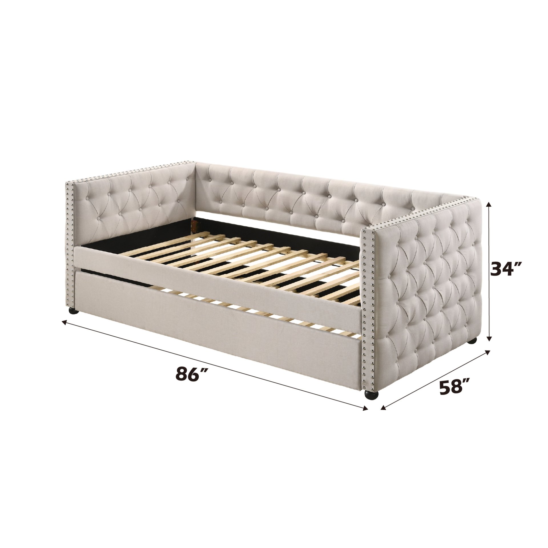 Romona - Overall Full Daybed With Trundle - Beige - Image 3