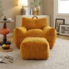 Giant Plush Bean Bag Chair With Armrests And Footstool For Adults - Yellow - Image 2