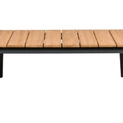 Zara - Dowel Frame Patio Coffee Table With Teak Top - Black / Natural / Teak