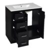 Bathroom Vanity With Ceramic Sink Combo, Frame Bathroom Storage Cabinet, Freestanding Vanity Set With 3 Drawers & Soft Closing Doors - Black - Image 9