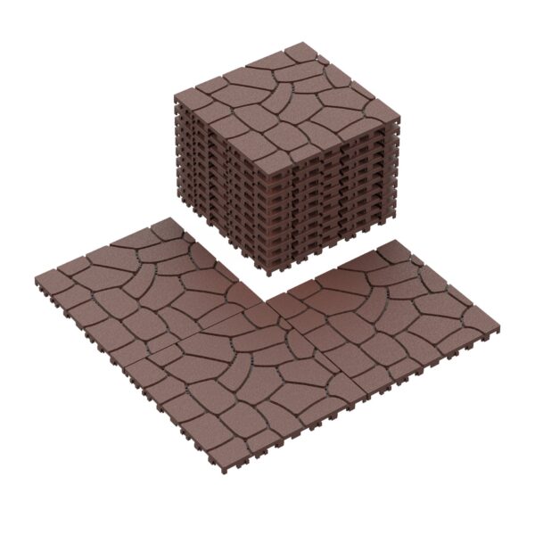 New Stone Texture Patio Deck Tiles, Diy Module Interlocking Decking Tiles Floor Tile, Easy And Quick Installation Court Tiles For Porch Poolside Balcony Backyard 44 Pieces - Red Brown