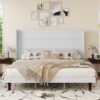 King Size, Stylish High Headboard Bed, High Quality - White - Image 5