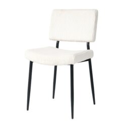 Modern Dining Chair Fabric Upholstered Chairs With Black Metal Legs For Home And Bedroom (Set of 2) - Beige