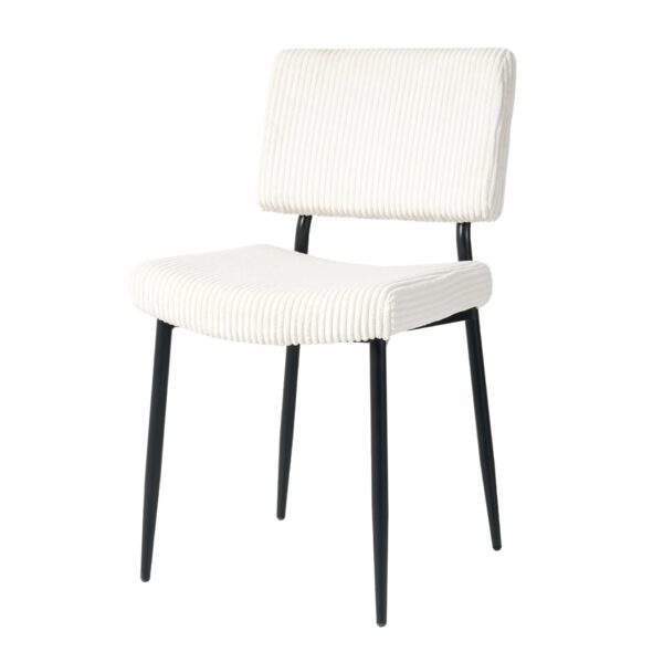 Modern Dining Chair Fabric Upholstered Chairs With Black Metal Legs For Home And Bedroom (Set of 2) - Beige