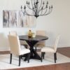Mytzi - 5 Piece Dining Set, Cross-Buck Dining Table With 4 Stylish Chairs - Black / Beige - Image 2
