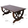 Rustic Wooden Bench With Wagon Wheel Legs For Garden And Patio - Brown - Image 3