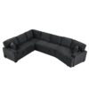 L-Shaped Sofa Sectional Sofa Couch Pull-Out Sofa Bed With Charging Devices And Cup Holders For Living Room - Blue Black - Image 15
