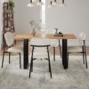 Mid Century 5 Piece Dining Set With Upholstered Dining Chairs And Metal Legs, Solid Wood Top Metal Base Dining Table - Beige / Black - Image 2