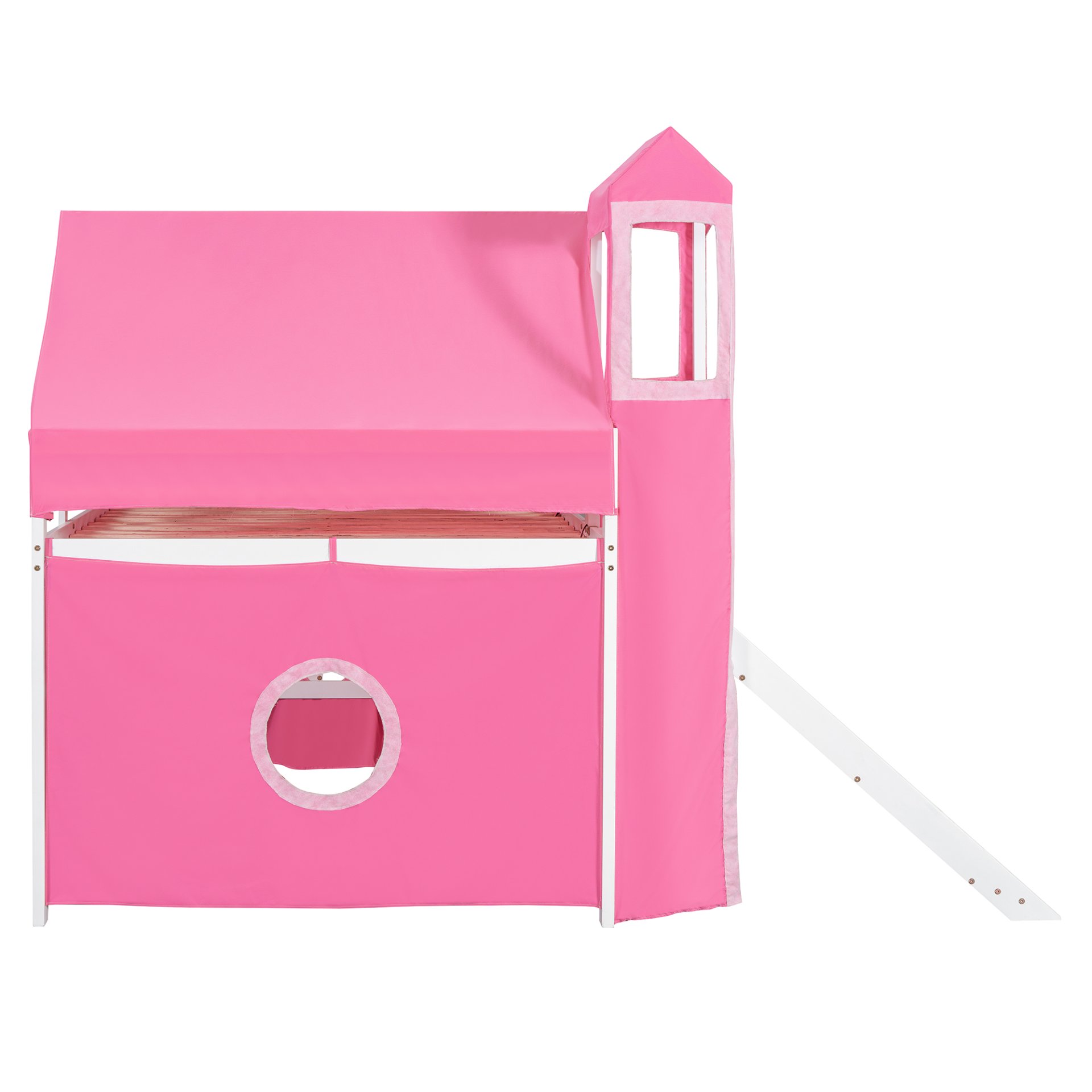 Full Size Loft Bed With Tent And Tower - Pink - Image 12