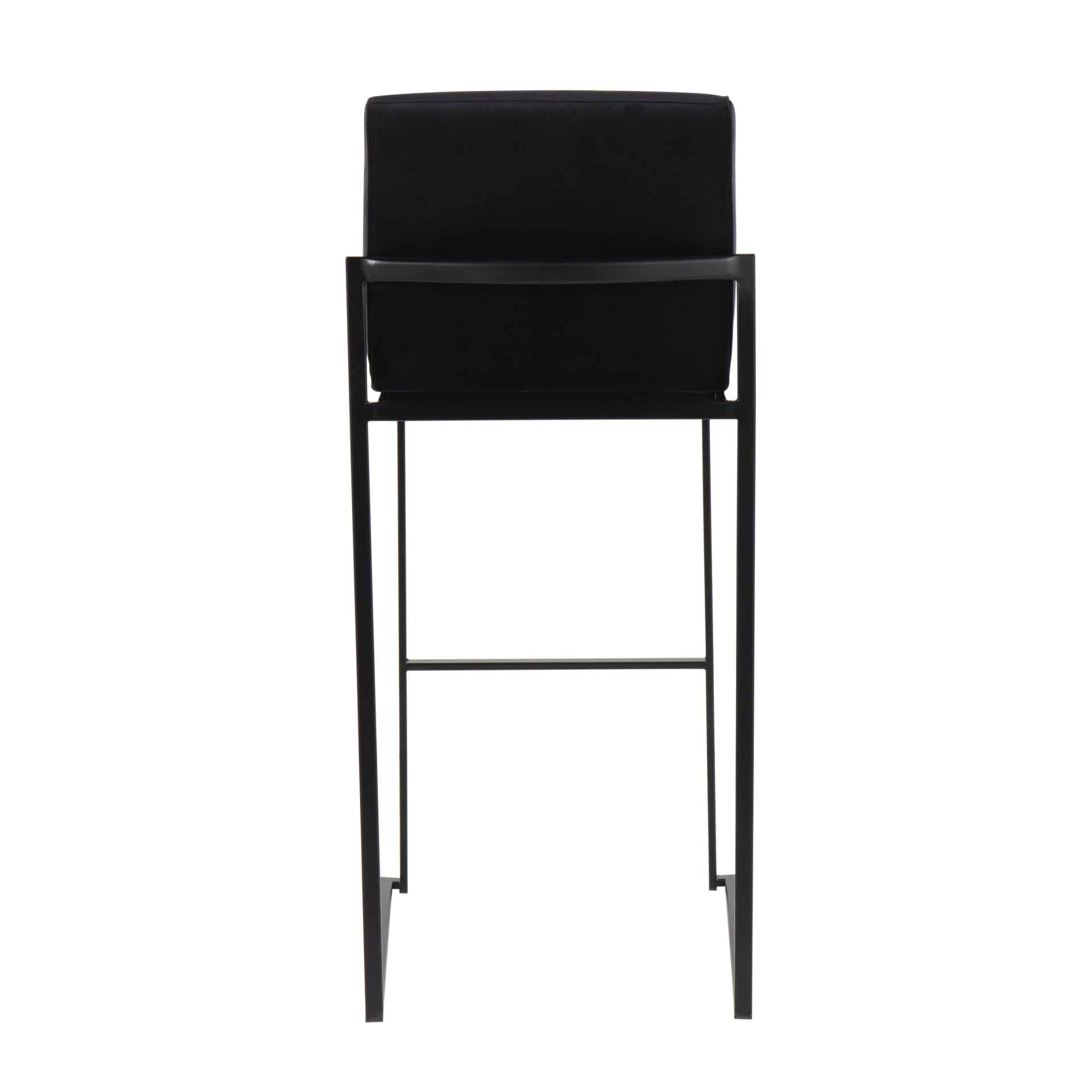 Fuji - Contemporary High Back Barstool (Set of 2) - Black - Fabric - Image 5