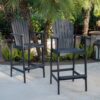 Outdoor Acacia Wood Adirondack Barstools (Set of 2) - Natural Stained - Dark Gray - Image 6