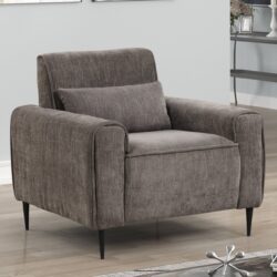 Valentina - Chenille Chair With Metal Legs And Throw Pillow - Gray