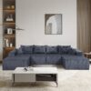Modern 6 Piece Modular U Shaped Sectional Sofa With Chaise Lounge And Soft Corduroy Upholstery - Gray - Image 13