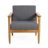 Outdoor Club Chair, Patio Chair With Teak Acacia Wood Frame - Dark Gray - Image 7