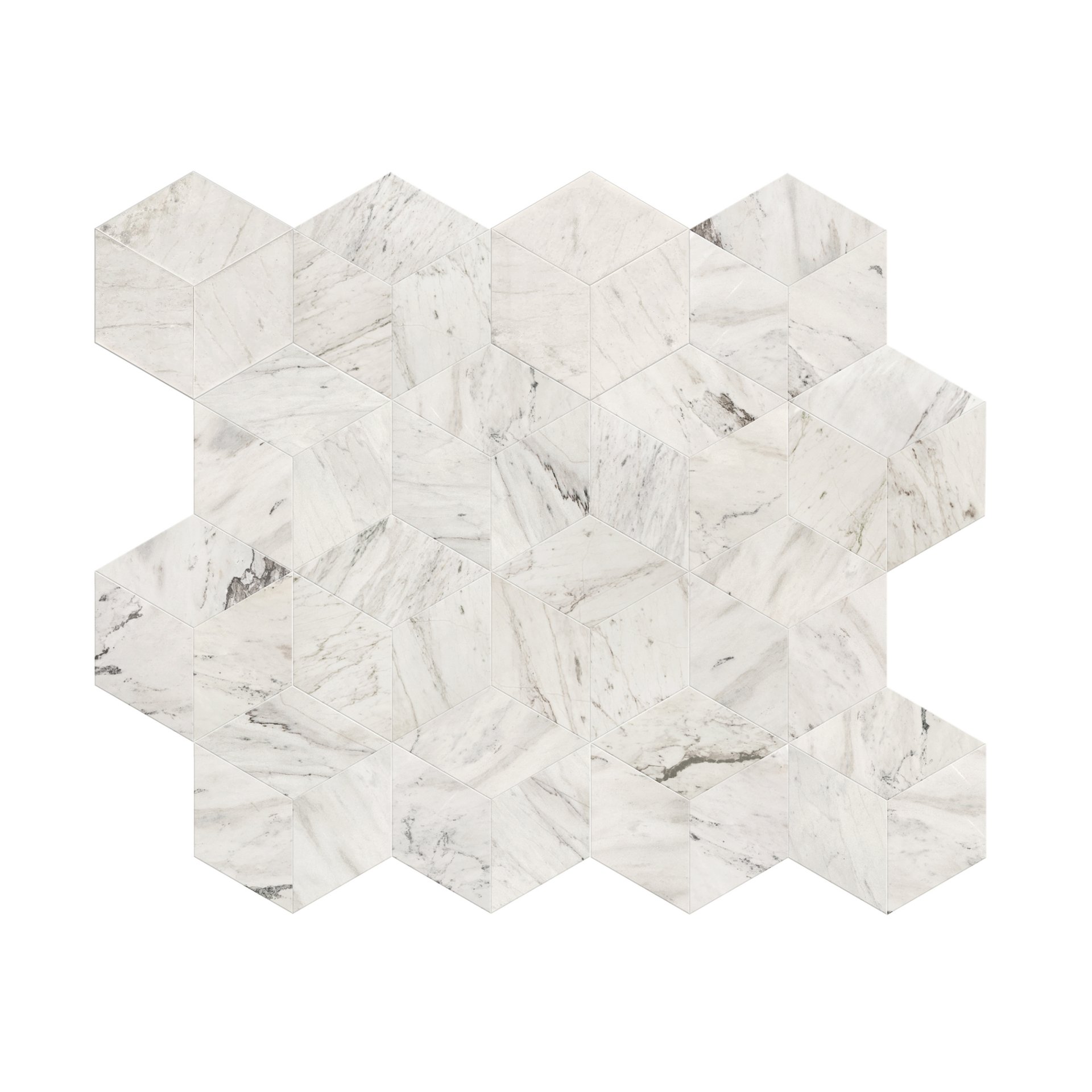 Hexagon Snow Mountain Polished Marble Tile For Wall And Floor Stone (Set of 12) - White / Natural - Image 6