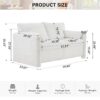 Modern Loveseat Sofa 2 Seater Plush Chenille Fabric Couch With High Density Foam Cushions - Ivory White - Image 3