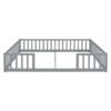 Double Twin Floor Bed With Fence, Guardrails, Without Door - Gray - Image 15