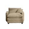 Stylish Corduroy Single Chair Deep Seat Sofa With Footstool And Pillow For Living Room And Bedroom - Tan - Image 6