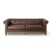 Comfy 3 Seat Sofa With Wooden Legs, Retro Style For Living Room And Study - Dark Brown - Image 4