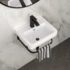 Wall Mounted Bathroom Sink With Towel Bar & Overflow - White / Black - Image 5