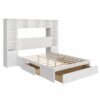Full Size Pine Wood Platform Bed With All In 1 2 Nightstand, Storage Shelf And Cabinet Bookcase With 2 Charging Stations, Multi Functional Captain Bed Frame With 3 Drawers - White - Image 8