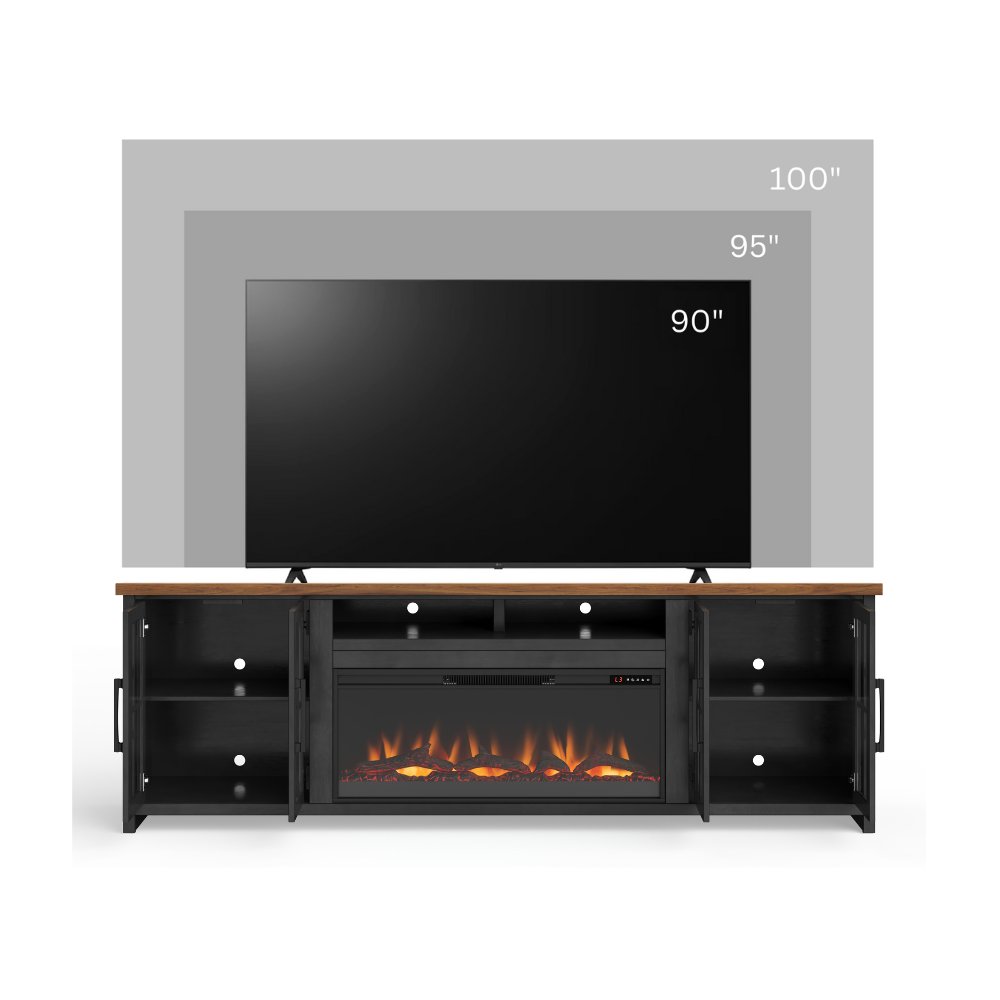 Essex - Fireplace TV Stand Console For TVs Up To 100" - Black, Whiskey - Image 4