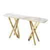 Modern Marble Pattern Console Table With Mirror Stainless Steel For Living Room - Gold - Image 5