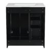 Bathroom Vanity With Ceramic Sink Combo, Frame Bathroom Storage Cabinet, Freestanding Vanity Set With 3 Drawers & Soft Closing Doors - Black - Image 16