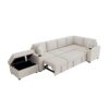 Sectional Sofa Convertible Pull Out Sofa Bed L - Shaped Sofa U - Shaped Sofa With A Movable Storage Ottoman For Living Room - Beige - Image 20
