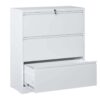 Modern 3 Drawer Lateral File Cabinet With Lock For Home Office, Metal Filing Cabinet For Legal / Letter / A4 / F4 Files - Brushed Nickel - Image 4