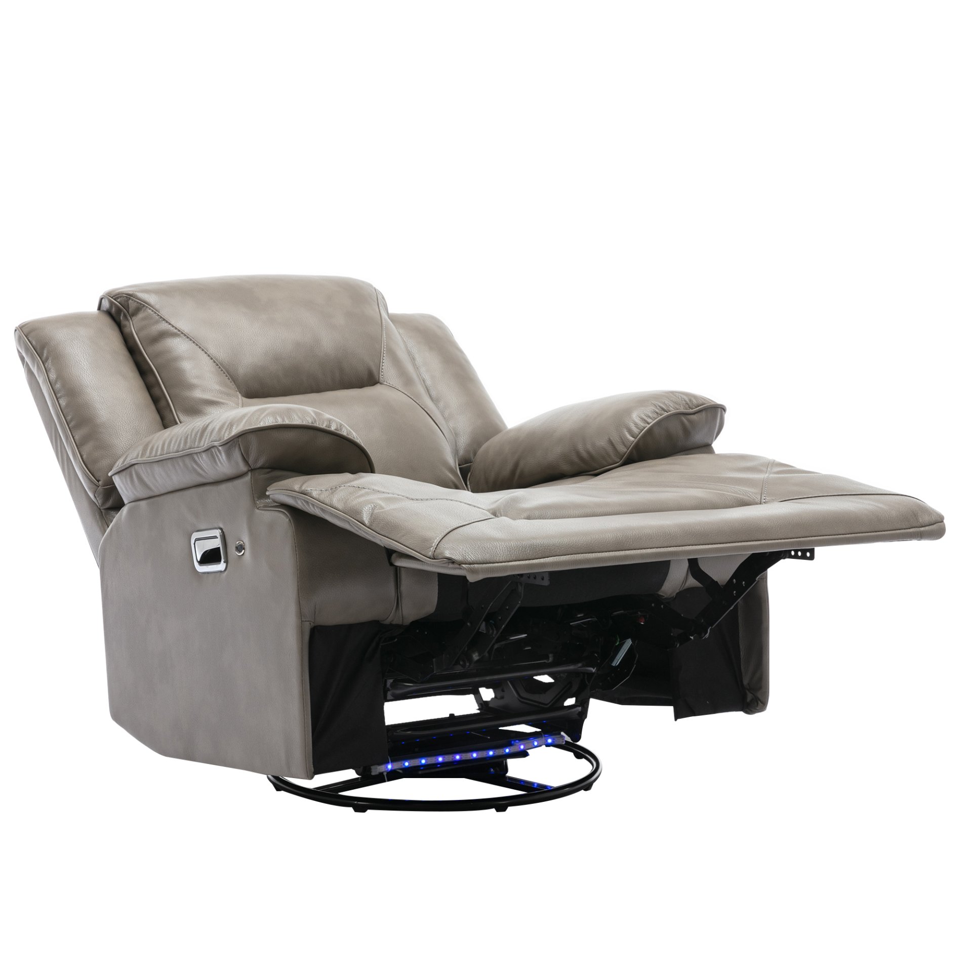 360° Swivel And Rocking Home Theater Recliner Manual Recliner Chair With A Led Light Strip For Living Room - Gray - Image 12