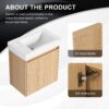 Minimalist Wall Mounted Bathroom Vanity With Ceramic Sink And Storage Cabinet - Oak - Image 6