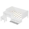 Twin Size Daybed With Storage Shelves And Lockers, Multi Functional Bed With Study Desk And Matching Stool - White - Image 6