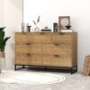 Modern 7 Drawer Dresser Cabinet - Walnut - Image 2