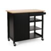 Contemporary Kitchen Cart With Wheels - Black - Image 7